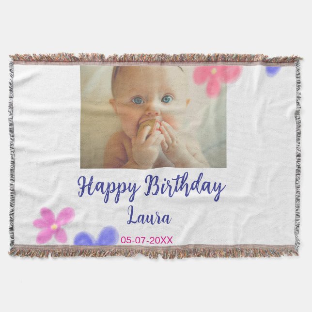 Couverture Bébé enfants 1er anniversaire ajouter le nom date  (Devant)