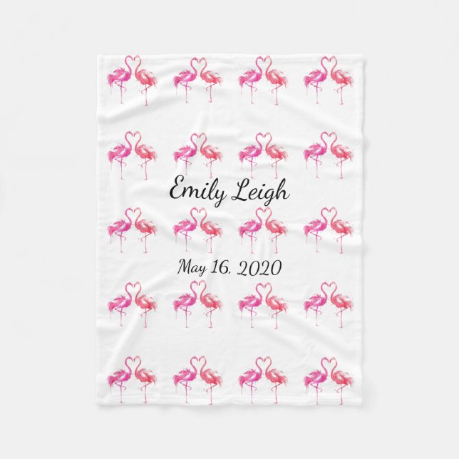 couverture bébé flamingo monogrammée (Devant)