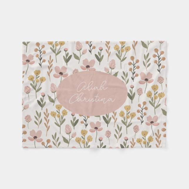 Couverture bébé fleur sauvage Pépinière personnali (Devant (Horizontal))