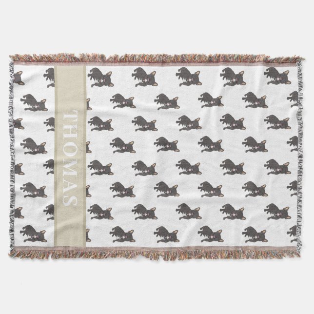 Couverture bébé Frenchie personnalisée (Bringé noi (Devant)