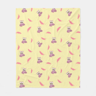 Couverture bébé jaune douillette avec hibou et plu
