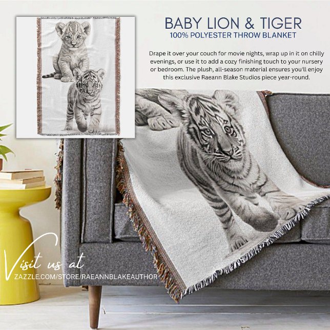 Couverture bébé lion et tigre noir et blanc à jete (Créateur téléchargé)