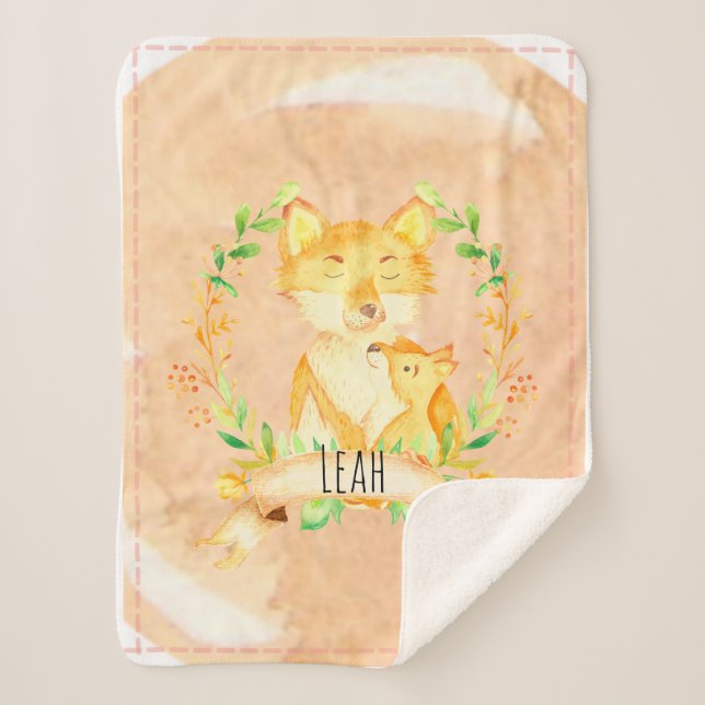 Couverture bébé renard floral sherpa (Devant)