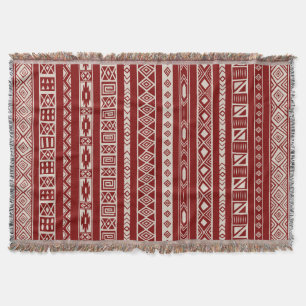 Couverture Beige rouge de motif géométrique ethnique tribal