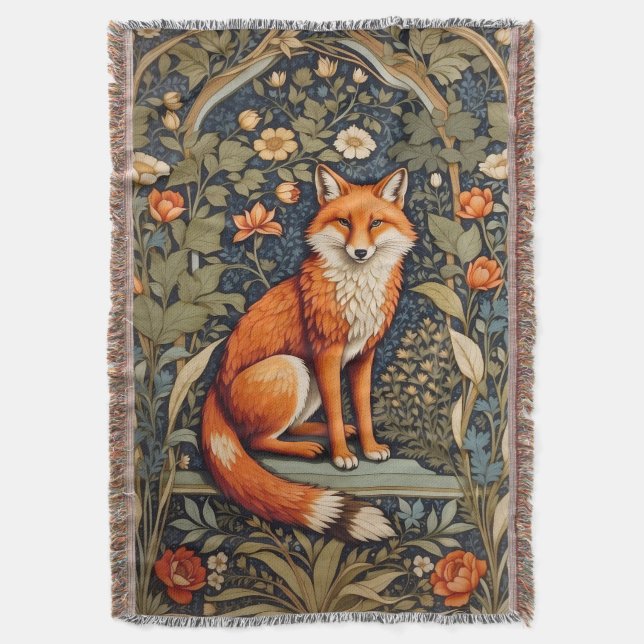 Couverture Belle assise Red Fox William Morris Inspiré (devant Vertical)