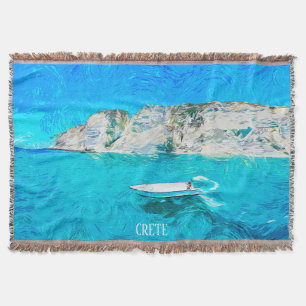 Couverture Belle Crète Grèce Peinture Aquarelle Océan