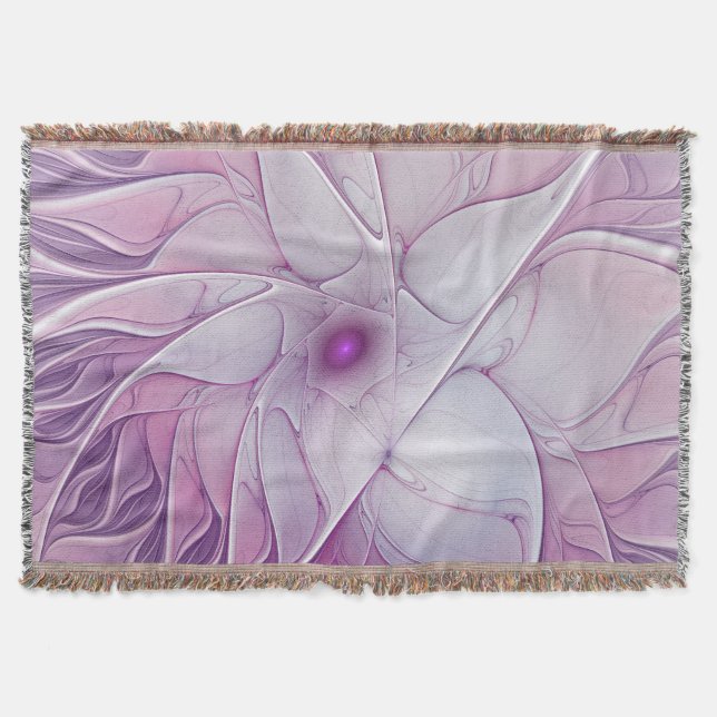 Couverture Belle Fleur rose moderne Fractal Art Abstrait (Devant)