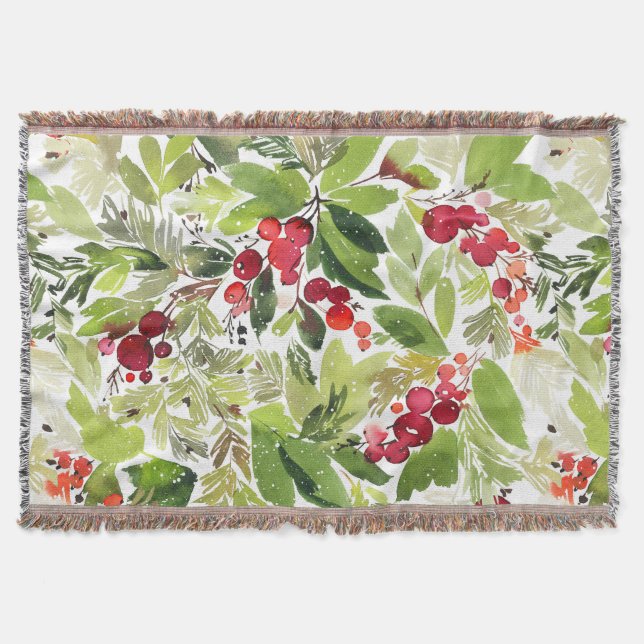 Couverture Berry Holly Festive et aquarelle À feuillage persi (Devant)