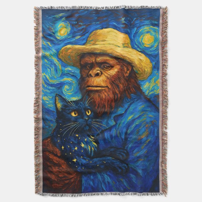 Couverture Bigfoot with Cat in Van Gogh Style Starry Night  (devant Vertical)
