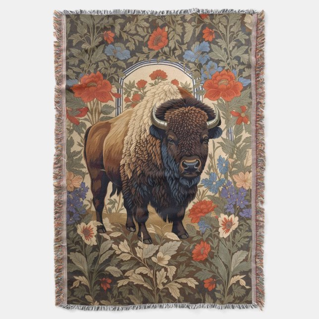 Couverture Bison élégant William Morris inspiré (devant Vertical)
