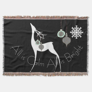 Couverture Black All is Calm All is Bright Deer Holiday Throw