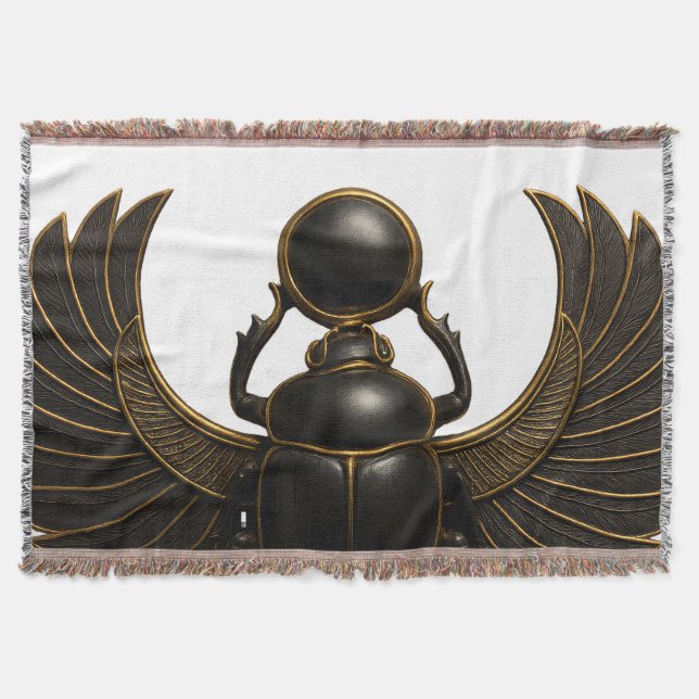 Couverture Black & Gold Pharaonic Beetle Throw Blanket (Devant)
