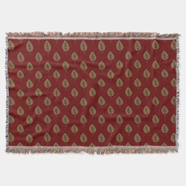 Couverture Blanc Chic Gold Burgundy Rouge Leaf Jeter (Devant)