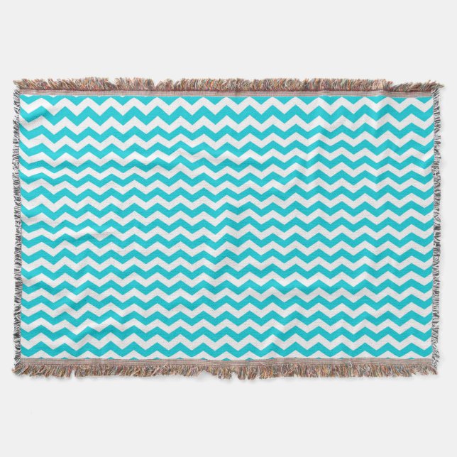 Couverture Blanc et motif de zigzag d'Aqua (Devant)