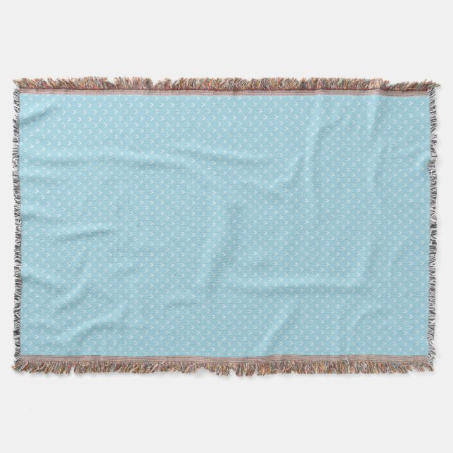 Couverture Blanc sur Sky Blue Faux Tricot  Stitch Motif (Devant)