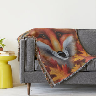 Couverture Blanche à lancer de renard rouge