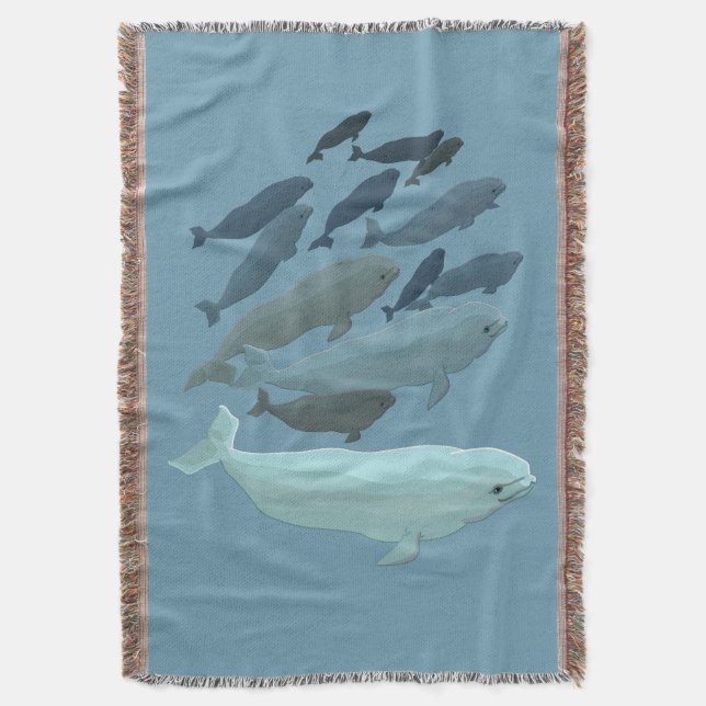 Couverture Blanche baleine Beluga Baleine Art Jeter couvertur (devant Vertical)