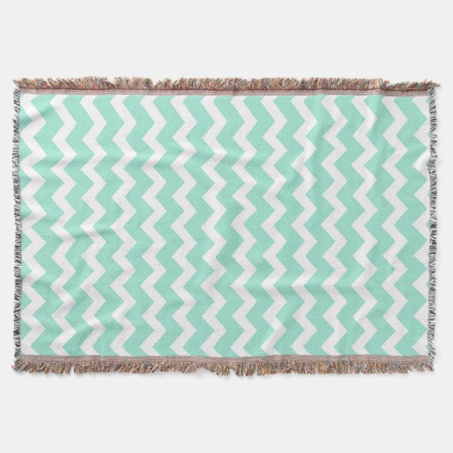 Couverture blanche de jet de motif de Chevron (Devant)