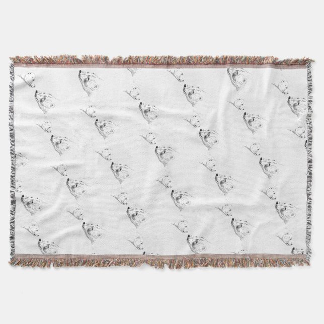 Couverture Blanche Ours Art Mère & Cube Ours Lève Blanche (Devant)