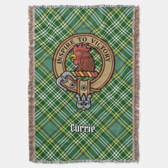 Couverture Blason de coq du Clan Currie sur tartan (devant Vertical)