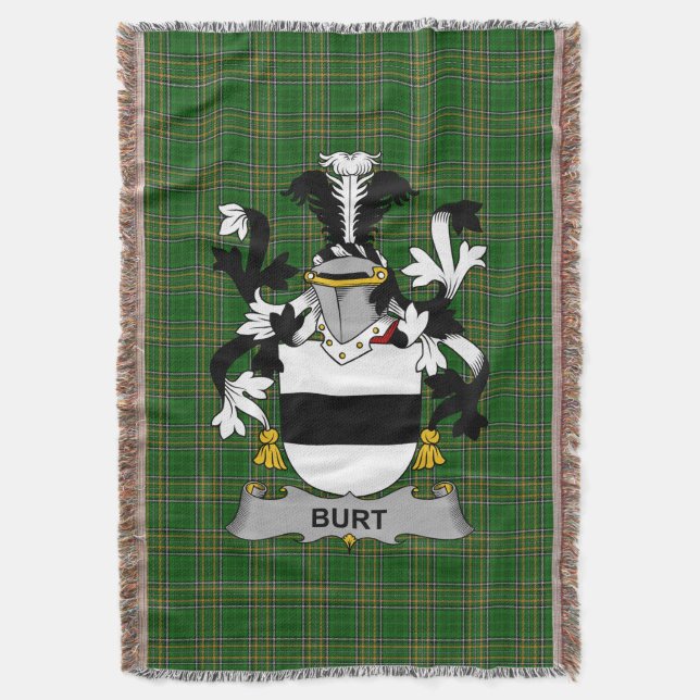 Couverture Blason de la famille Burt ou Birt Irlandais Crest  (devant Vertical)