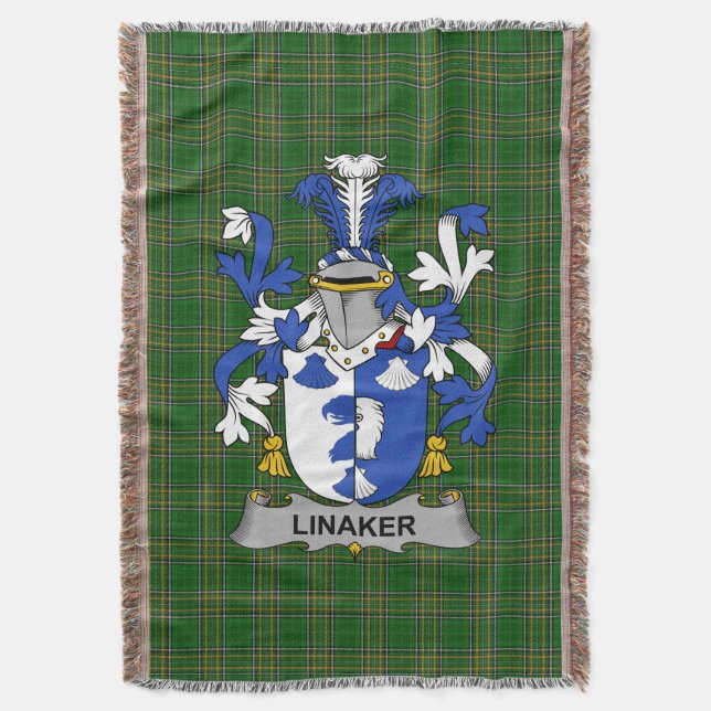 Couverture Blason de la famille Linaker d'Irlande Crest Irlan (devant Vertical)