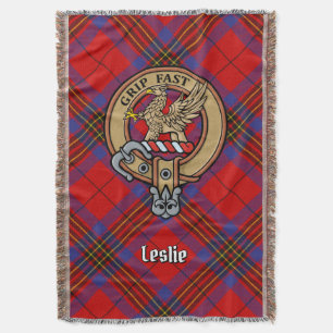 Couverture Blason du Clan Leslie sur tartan rouge