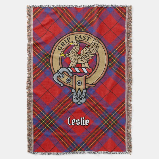 Couverture Blason du Clan Leslie sur tartan rouge (devant Vertical)