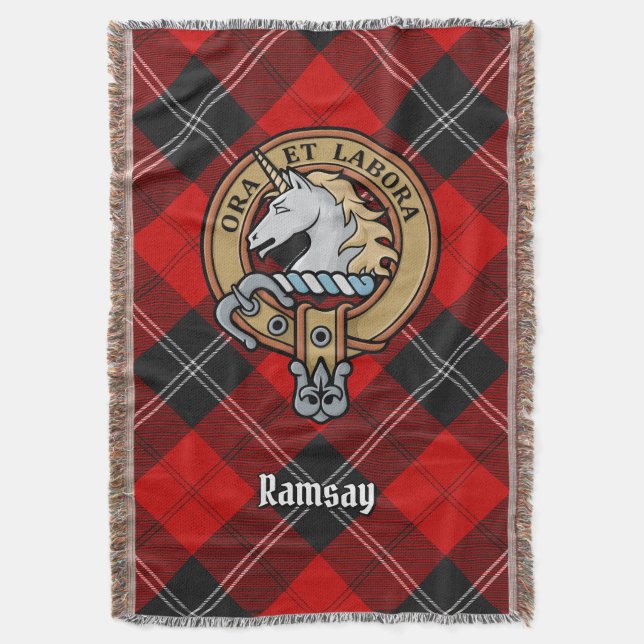 Couverture Blason du clan Ramsay sur tartan rouge (devant Vertical)