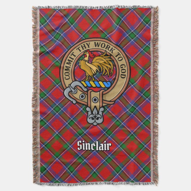 Couverture Blason du Clan Sinclair sur tartan rouge (devant Vertical)