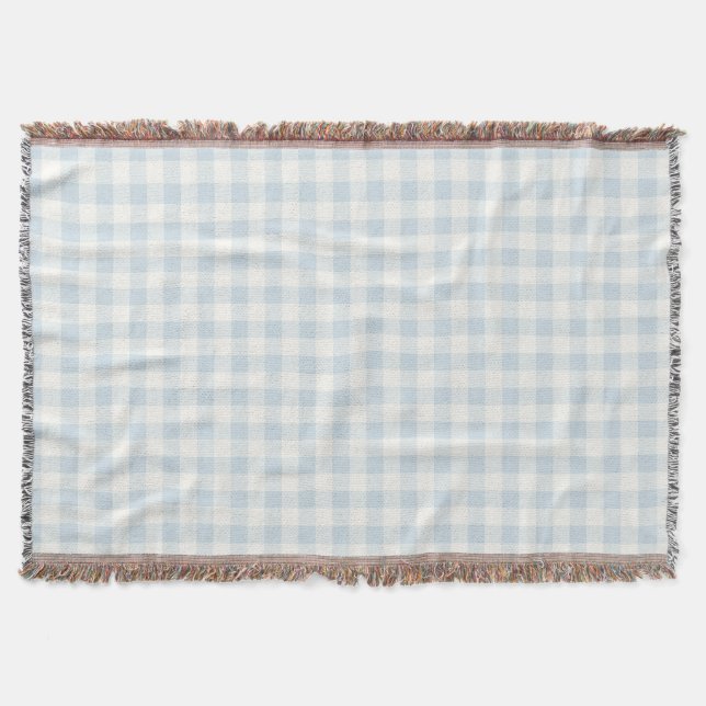 Couverture Bleu Clair Blanc Carreaux Rayures   (Devant)