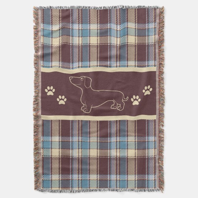 Couverture Bleu Dachshund/Lot Plaid (devant Vertical)
