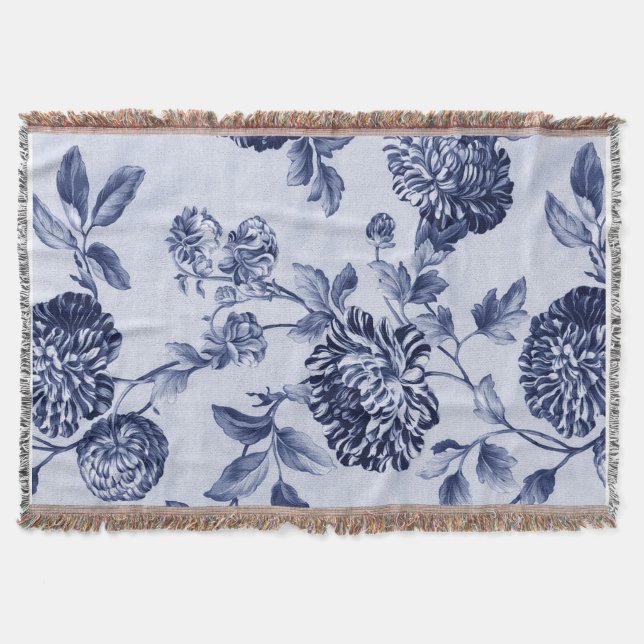 Couverture Bleu d'indigo Toile floral vintage (Devant)