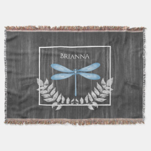 Couverture Bleu Dragonfly Rustic Personnalisé Blanche
