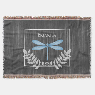 Couverture Bleu Dragonfly Rustic Personnalisé Blanche