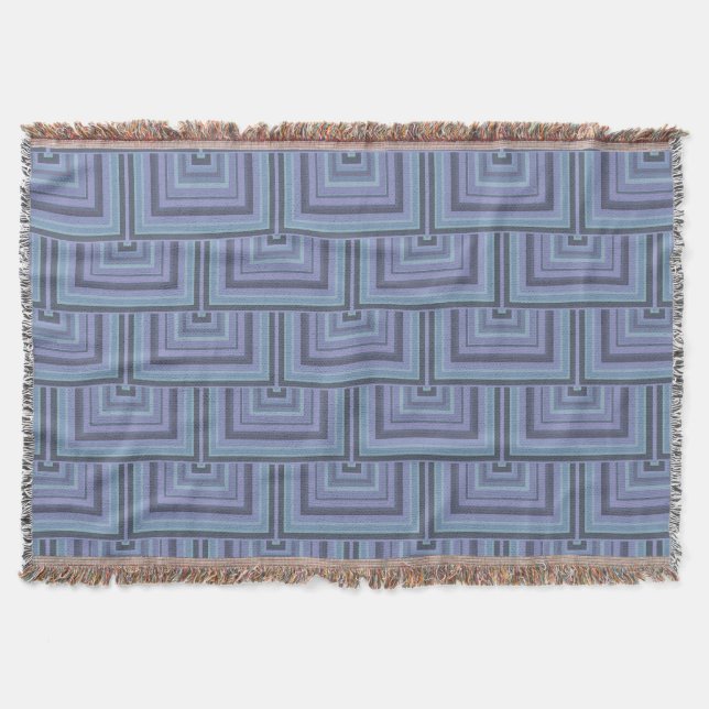 Couverture Bleu gris rayures carré motif (Devant)