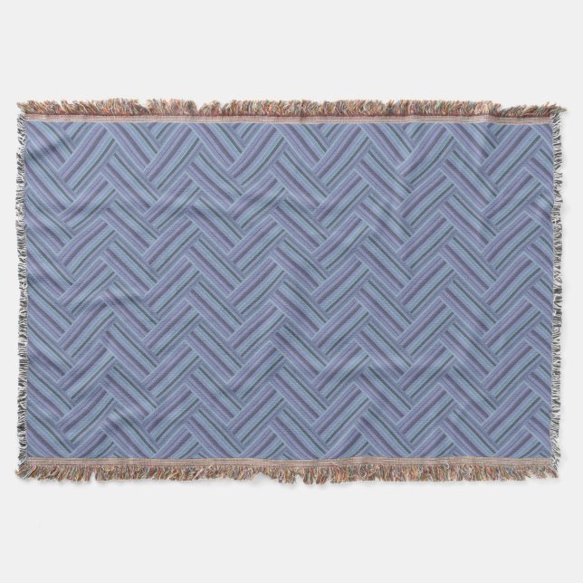 Couverture Bleu gris rayures motif double tissage (Devant)