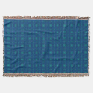 Couverture Bleu Plaid Blanche