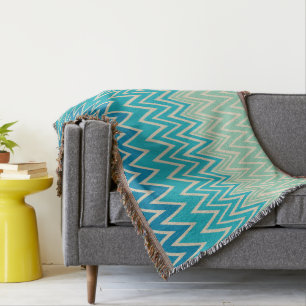 Couverture Bleu turquoise, turquoise et vert Zigzags
