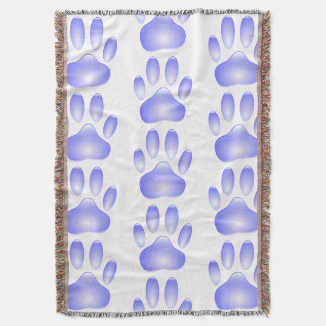 Couverture Bleu Verre Chien Empreinte de patte Motif Douche r (devant Vertical)