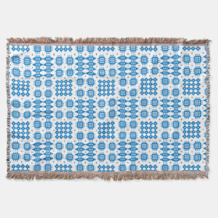 Couverture bleue et blanche de jet de motif de