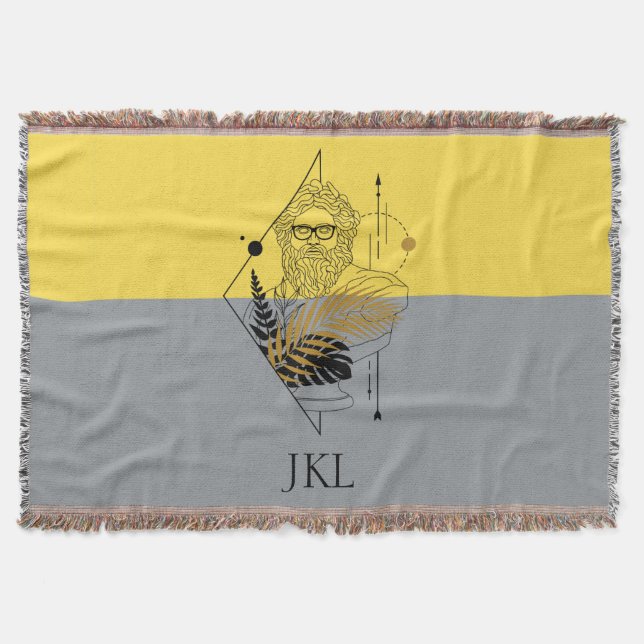 Couverture Bloc de couleur de monogramme Dieu olympique Hipst (Devant)
