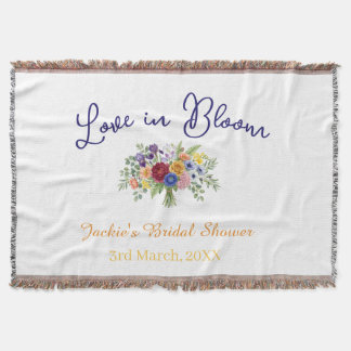 Couverture blue boho amour en fleurs nom de la baby shower ré