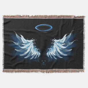 Couverture Blue Glowing Angel Wings on black background