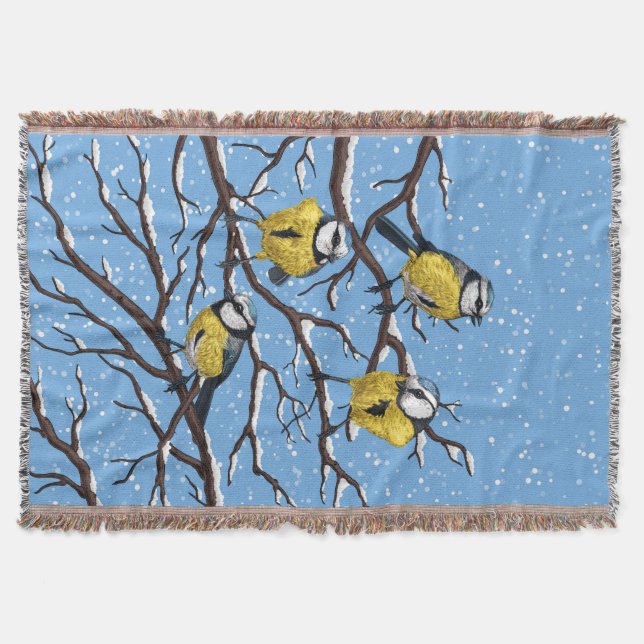 Couverture Blue tit birds en hiver (Devant)