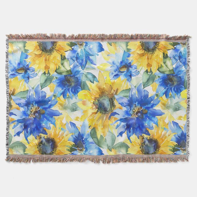Couverture Blue Yellow Sunflowers (Devant)