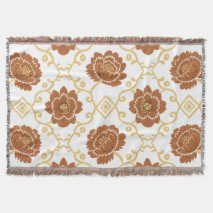 Couverture Bohème Floral Thon Blanket - Terracotta et Gol