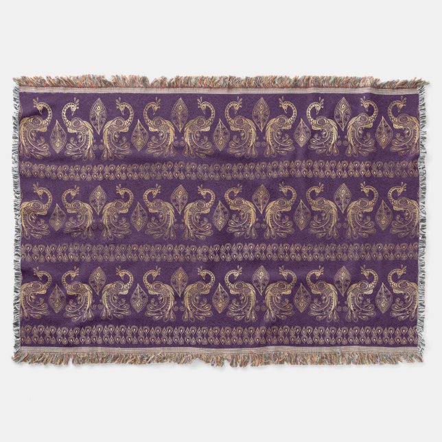 Couverture Bohême paon violet or élégant boho (Devant)