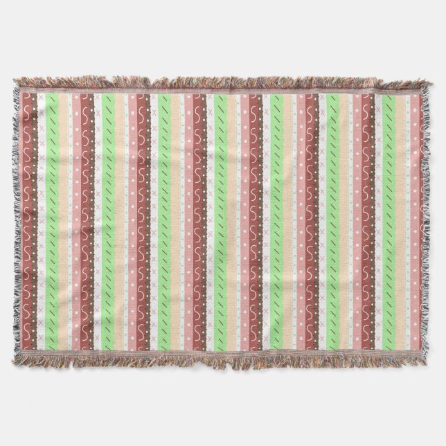 Couverture Boho Brown, Bourgogne, vert et mauve Whimsical (Devant)