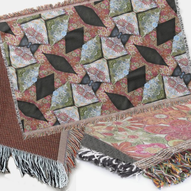 Couverture Boho Chic Patchwork Motif Earthy Multi Color (Créateur téléchargé)